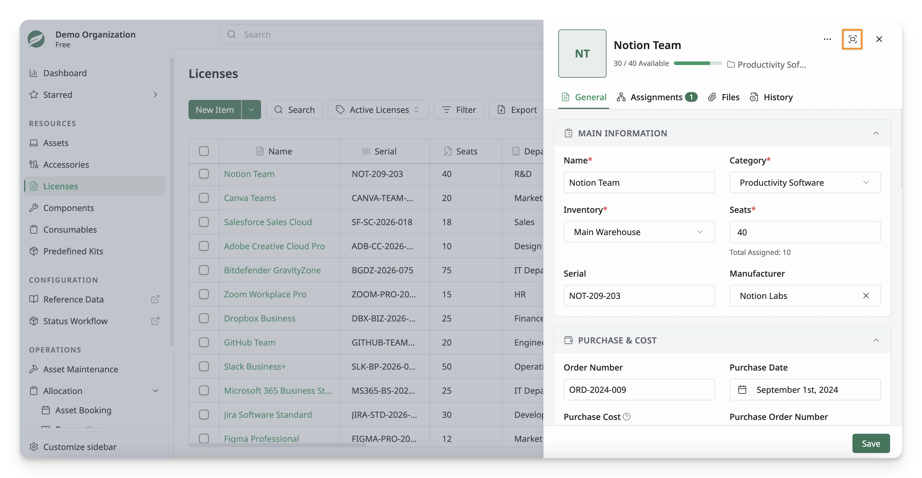 Expand License View