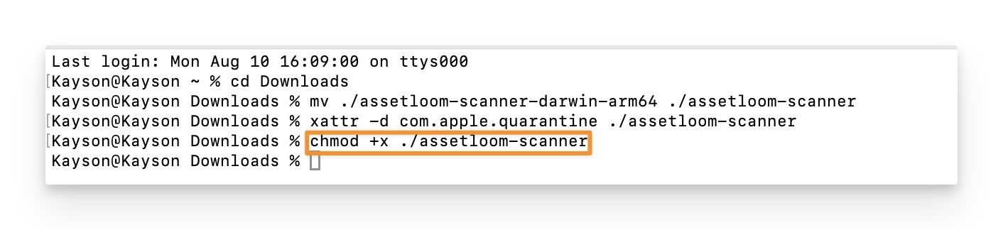 Make the scanner file executable