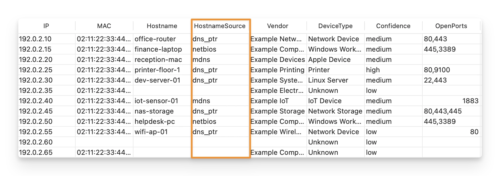 HostnameSource - AssetLoom Network Scanner