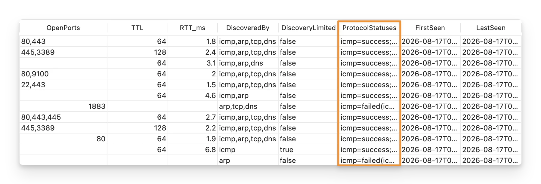 ProtocolStatuses - AssetLoom Network Scanner