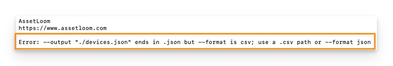 CSV or JSON Format Error CSV or JSON Format Error