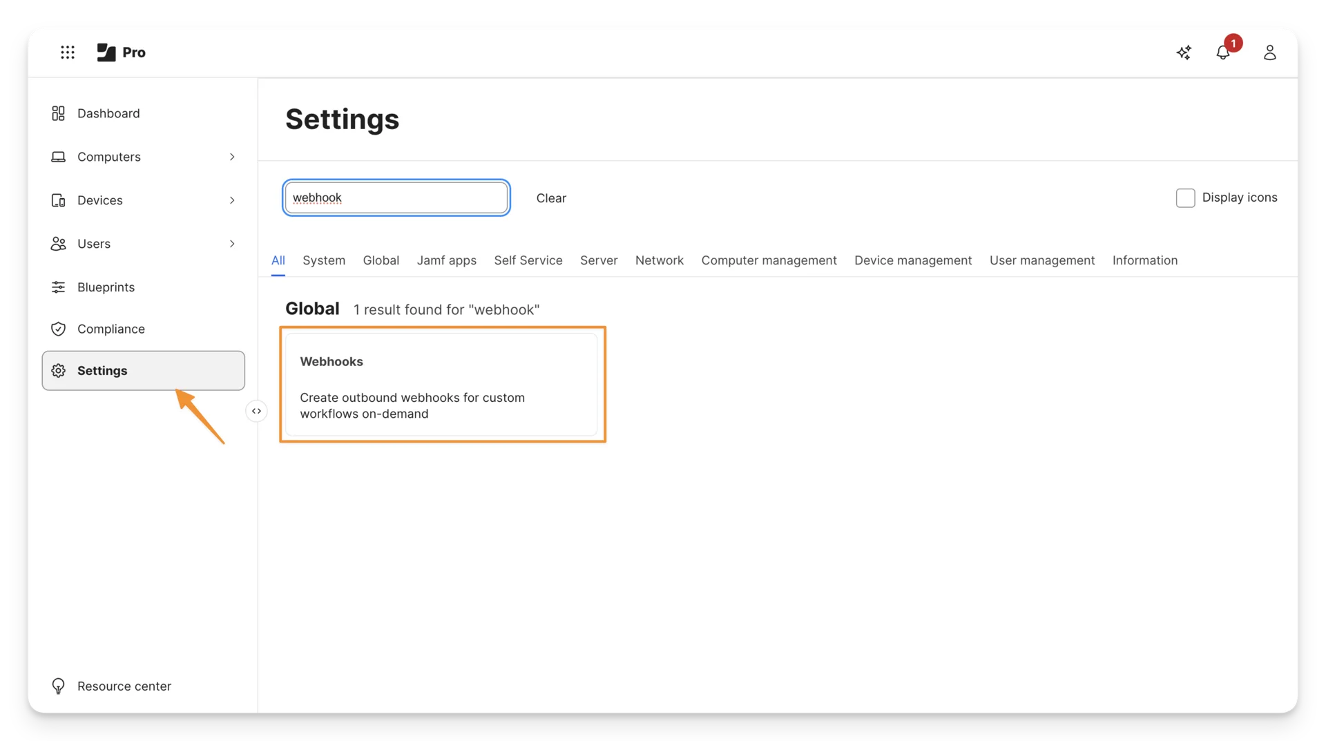 Create a webhook in Jamf Pro