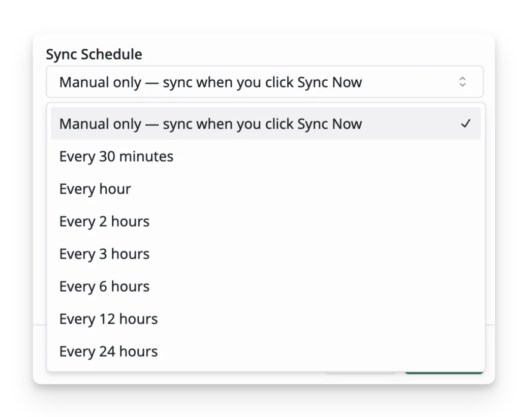 Set up sync schedule