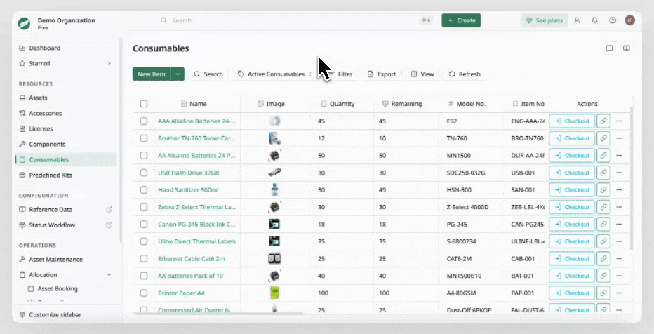 Consumable List - View Details